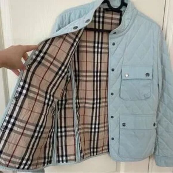 Burberry Made in England Mint Green Quilted Nova Check Lining Utility Jacket S - Picture 9 of 11